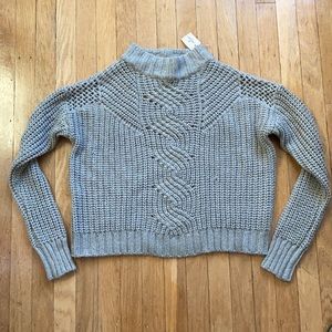 cable knit mock neck sweater